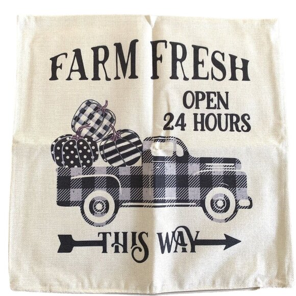 4 Hello Fall Black Buffalo Plaid Canvas Throw Pillow Covers Holiday Farmhouse - Picture 3 of 7